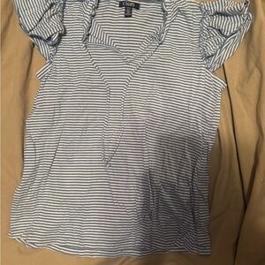 Chaps White and Blue Striped Blouse